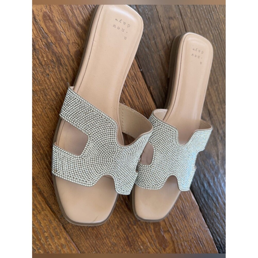 a new day Nude Rhinestone Slide Mules
